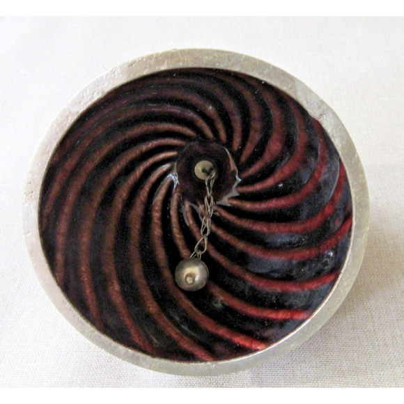 Vintage 80s Cloisonne Bird & Fruit Domed Enamel Silver Tone Bell Cottage 4" - Picture 5 of 6